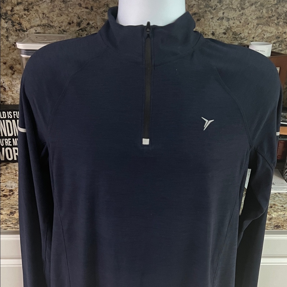 2/$10 Deal!  Old Navy Active Go-Dry Navy Blue 1/2 Zip L/S Polo Shirt Sz Medium